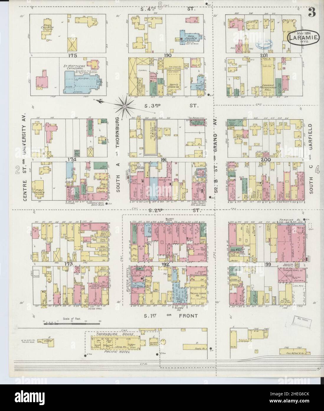 Sanborn Fire Insurance Map from Laramie, Albany County, Wyoming. Stock Photo