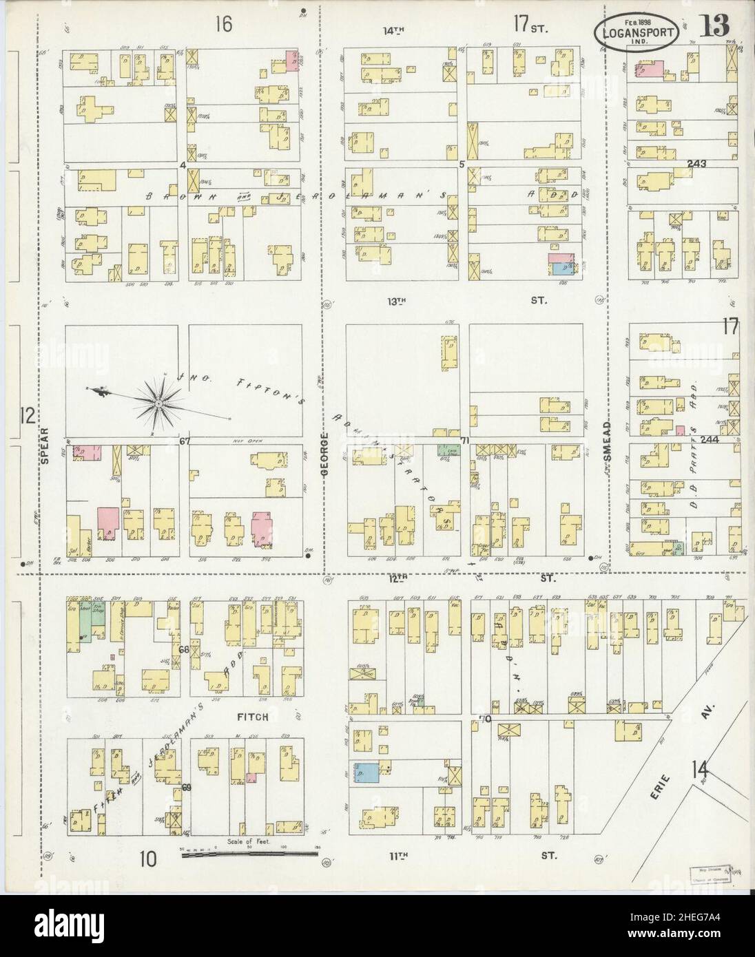 Sanborn Fire Insurance Map from Logansport, Cass County, Indiana. Stock Photo