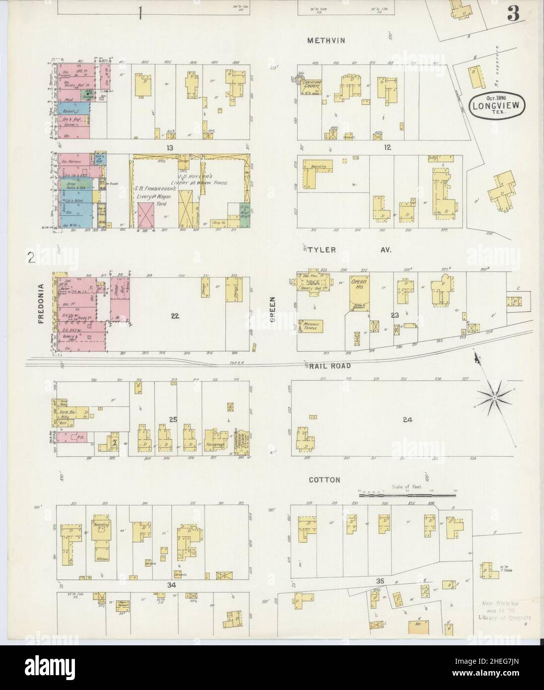 Sanborn Fire Insurance Map from Longview, Gregg County, Texas. Stock Photo