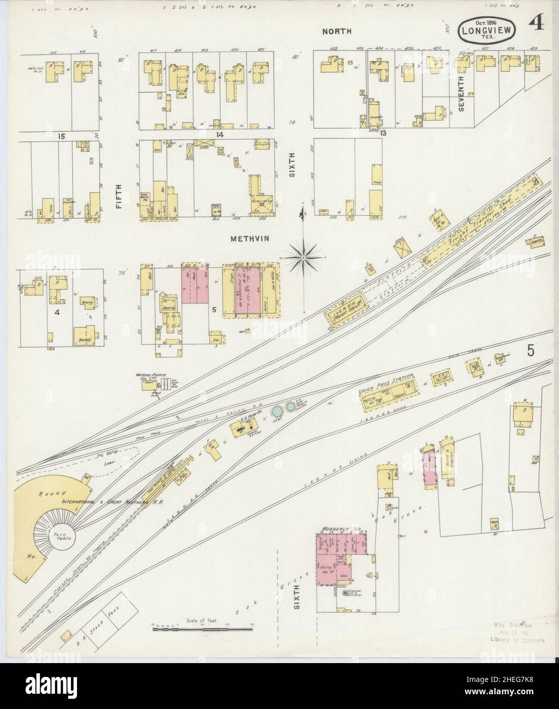 Sanborn Fire Insurance Map from Longview, Gregg County, Texas. Stock Photo