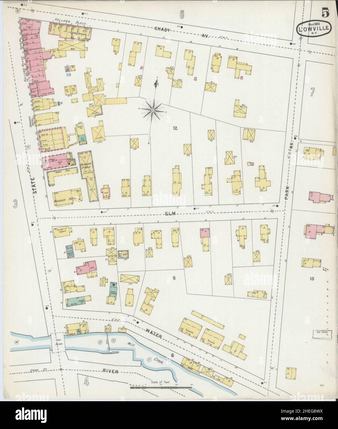 Sanborn Fire Insurance Map from Lowville, Lewis County, New York Stock