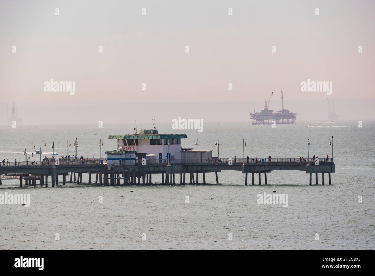 Los Angeles, JUN 20 2016 - Hazy view of the Belmont Veterans Memorial Pier Stock Photo