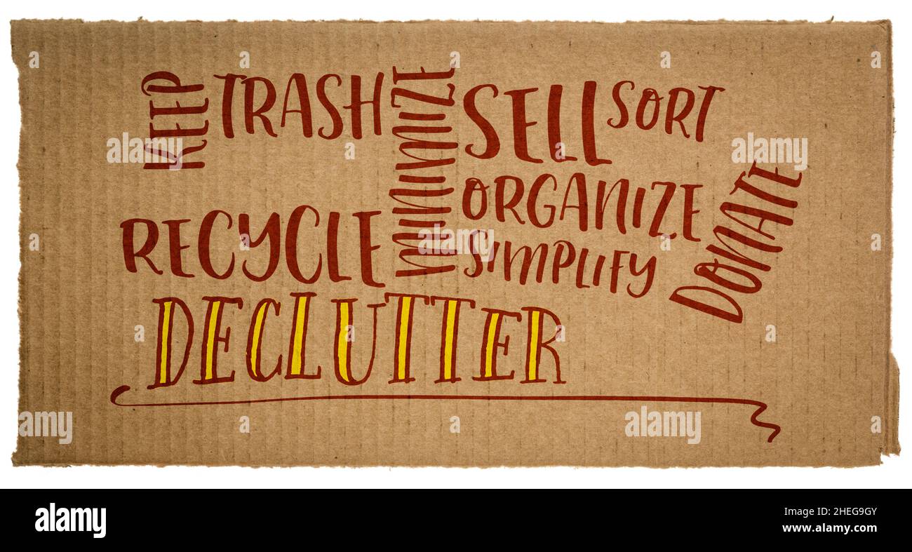 declutter and simplify word cloud - handwriting on a carboard isolated ...