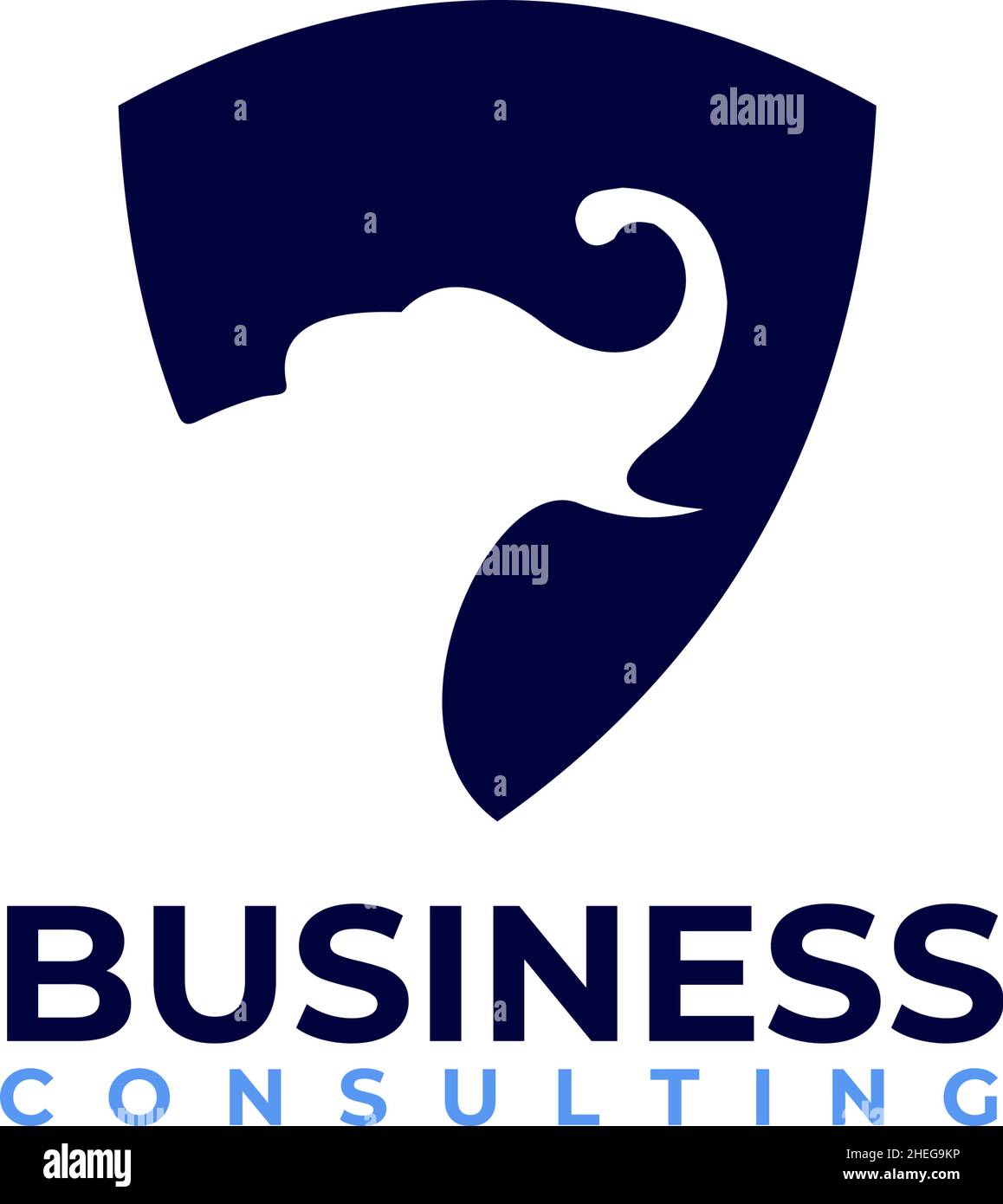 Business consulting logo with shield vector and elephant design Stock Vector
