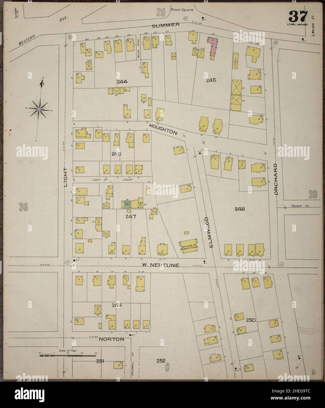 Sanborn Fire Insurance Map from Lynn, Essex County, Massachusetts Stock ...