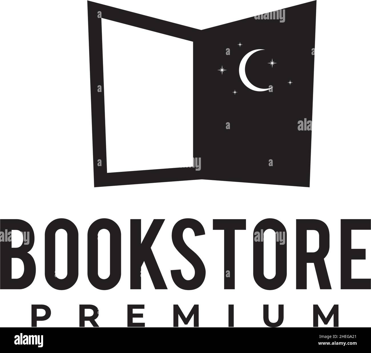 Bookstore or library logo with using open book icon like door with