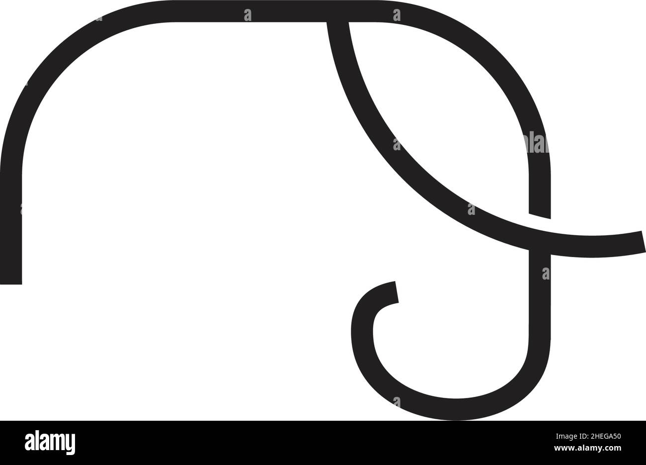 Outline lineart elephant vector logo design Stock Vector
