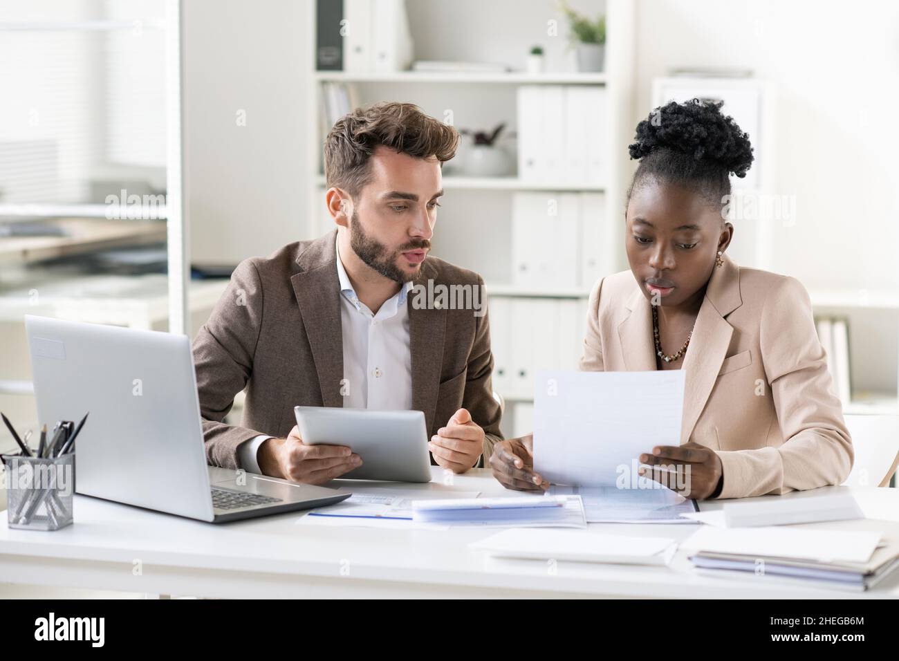 A lawyer explaining a case to a client