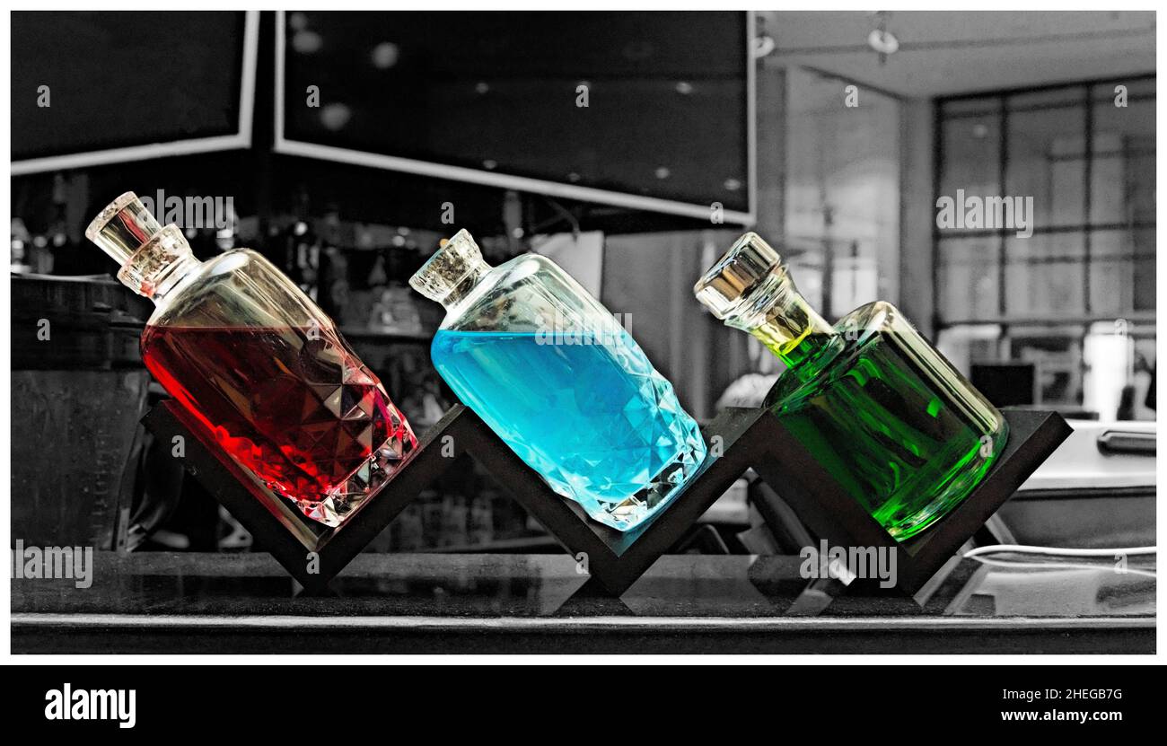 Bottles in Colour Stock Photo