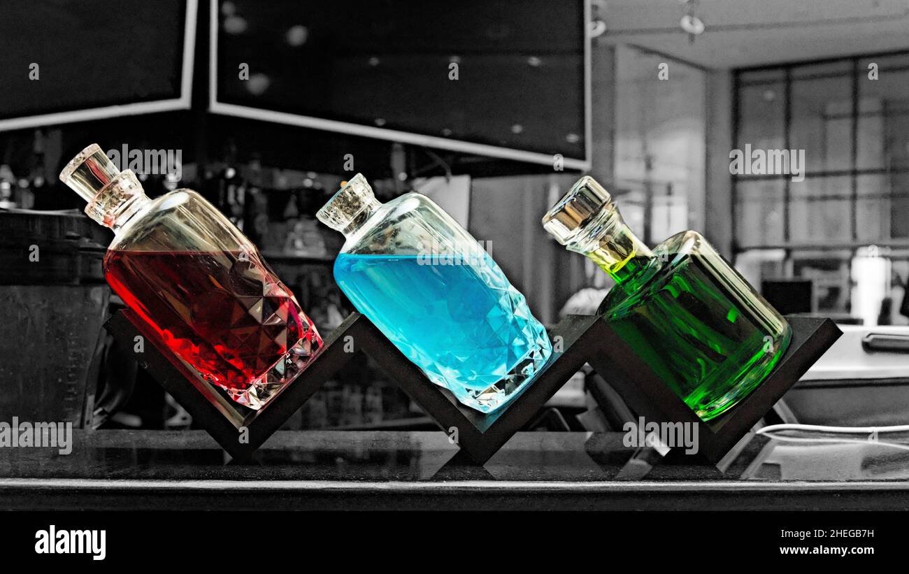 Bottles in Colour Stock Photo