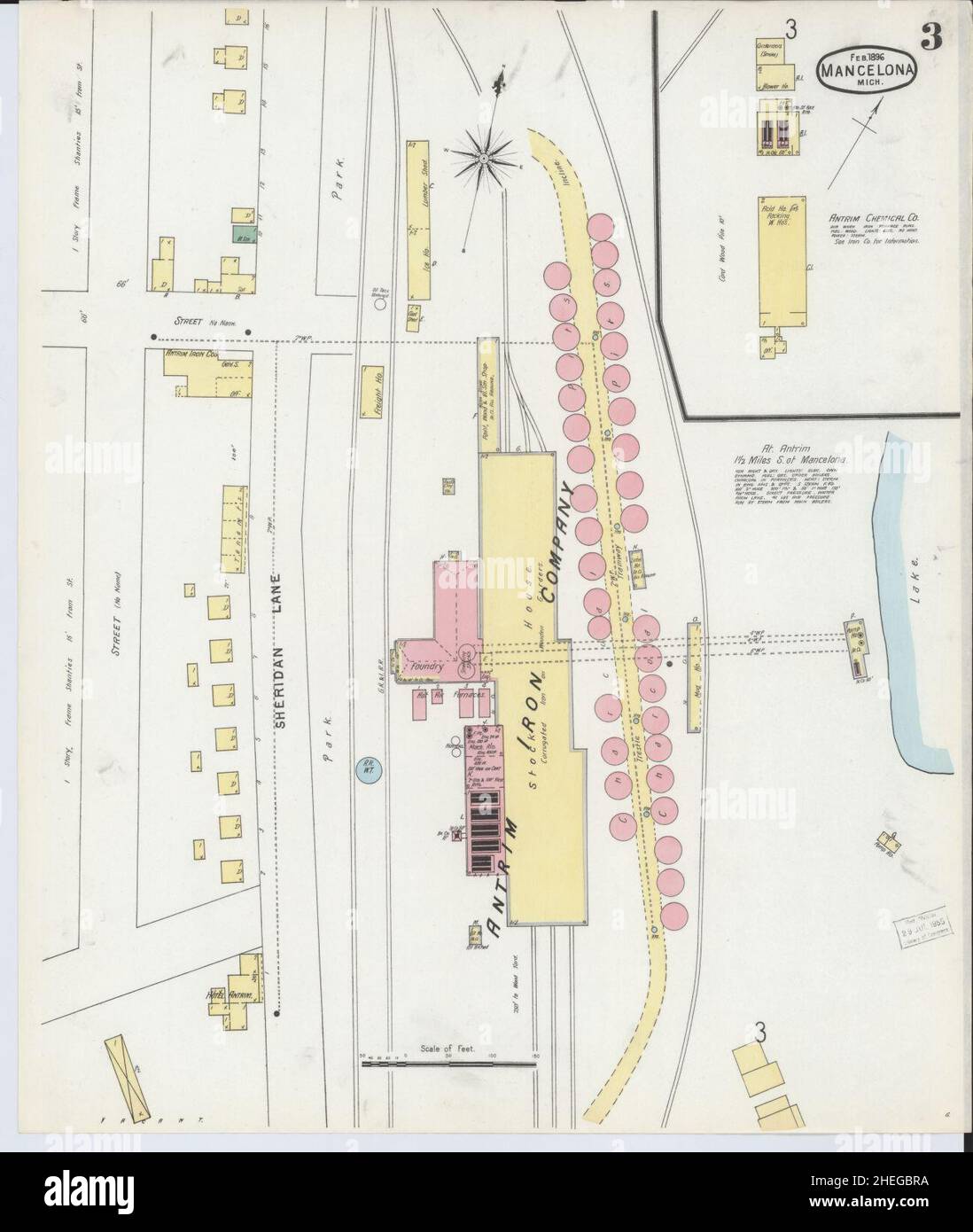 Sanborn Fire Insurance Map from Mancelona, Antrim County, Michigan. Stock Photo