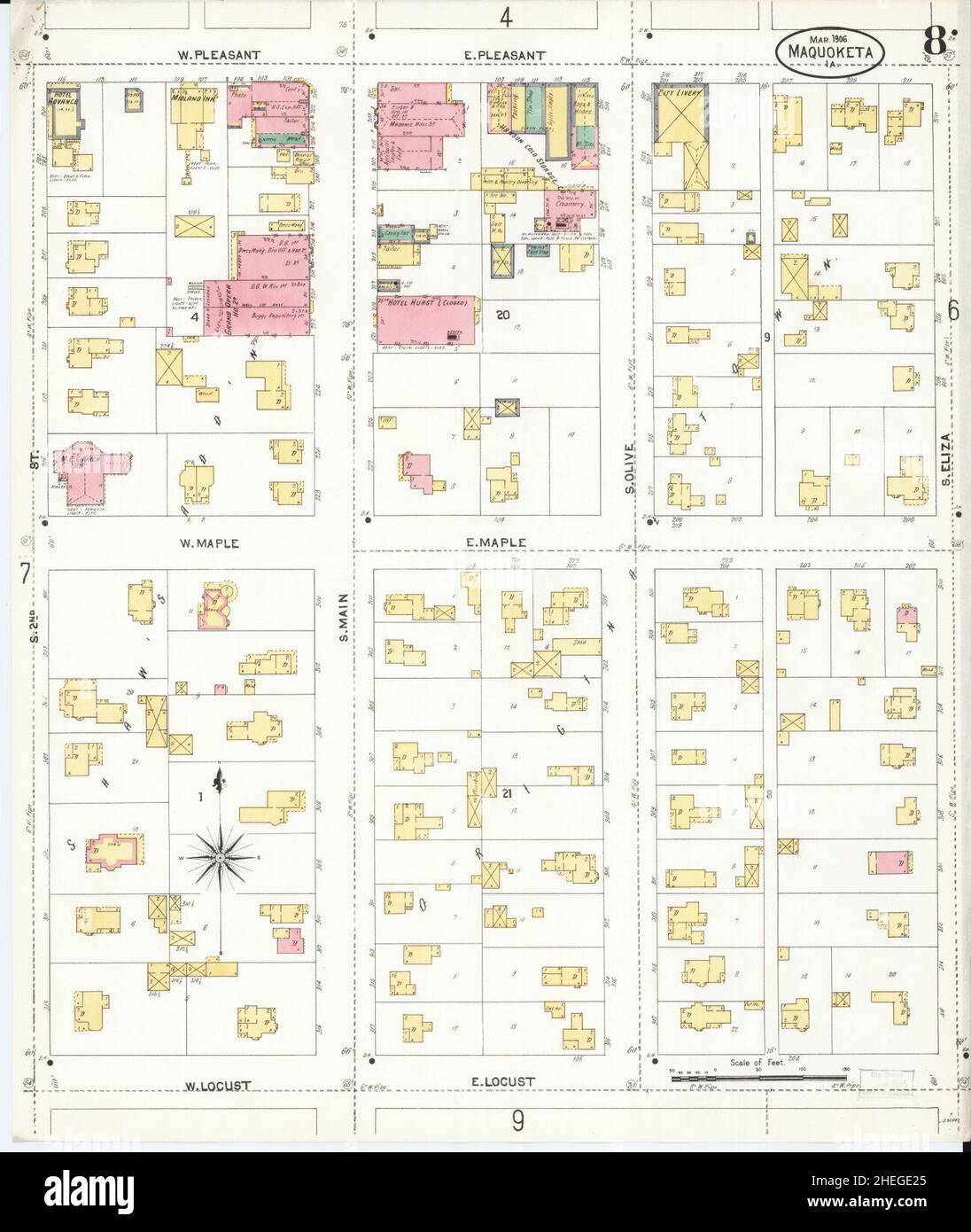 Sanborn Fire Insurance Map from Maquoketa, Jackson County, Iowa Stock