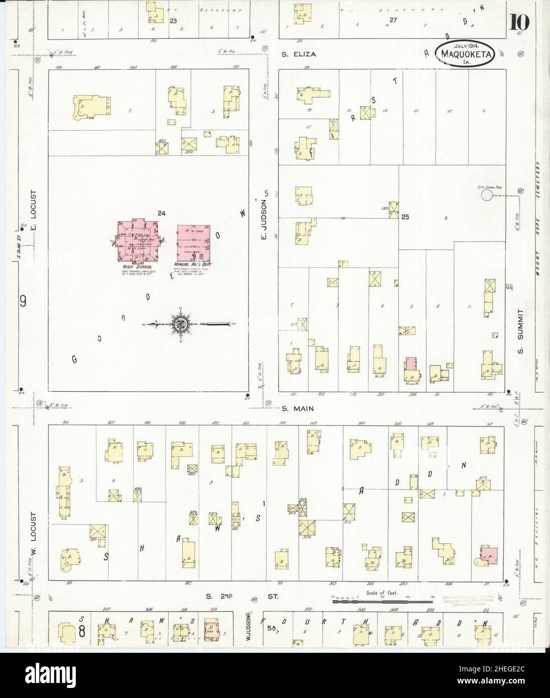 Sanborn Fire Insurance Map from Maquoketa, Jackson County, Iowa Stock
