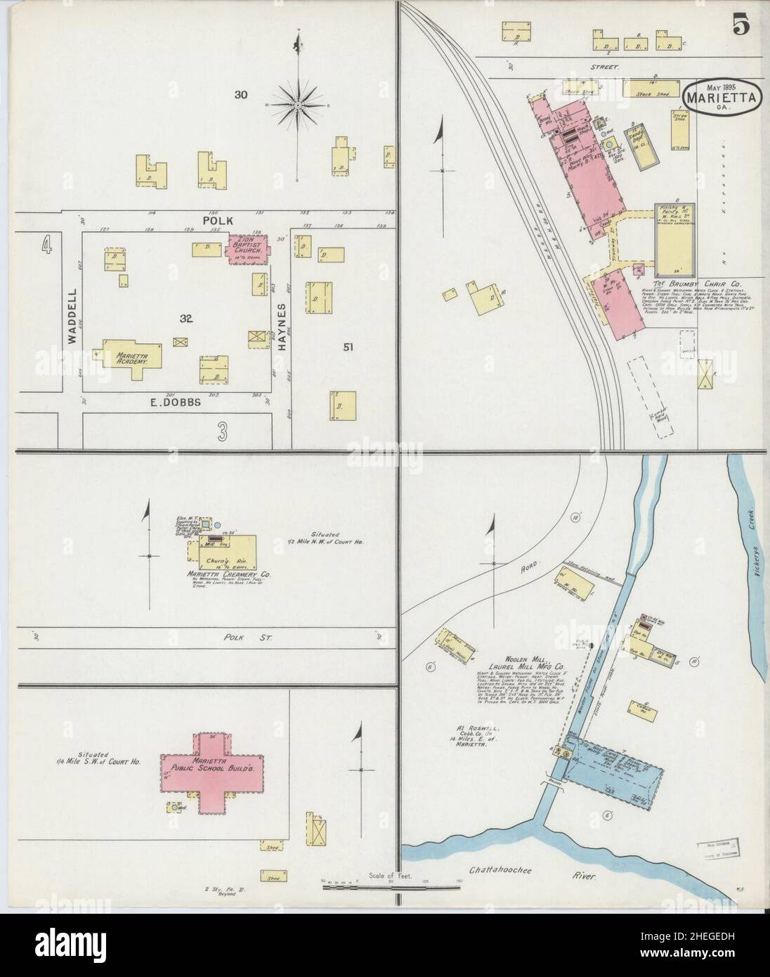 Sanborn Fire Insurance Map from Marietta, Cobb County, Georgia. Stock Photo