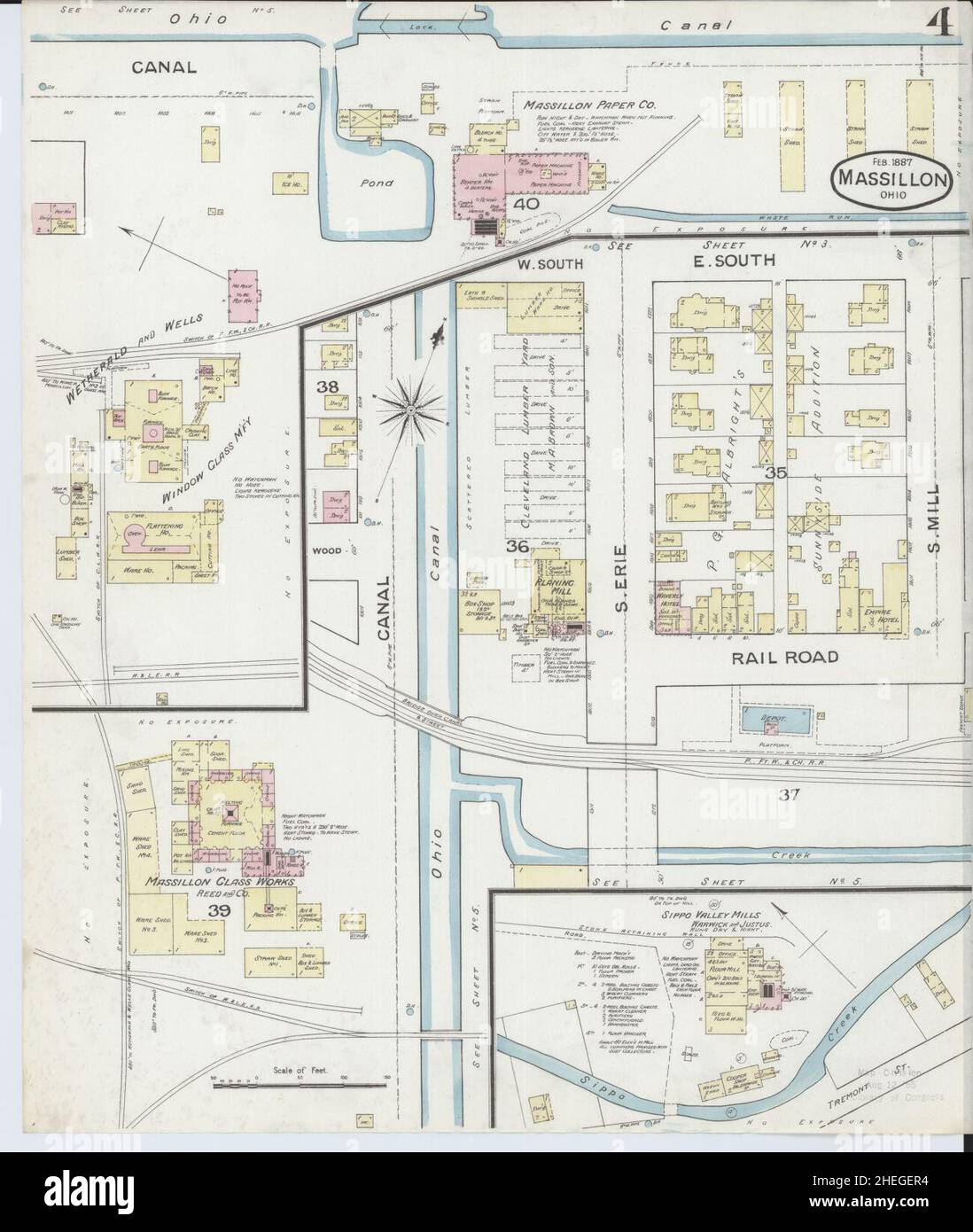 Sanborn Fire Insurance Map from Massillon, Stark County, Ohio. Stock Photo