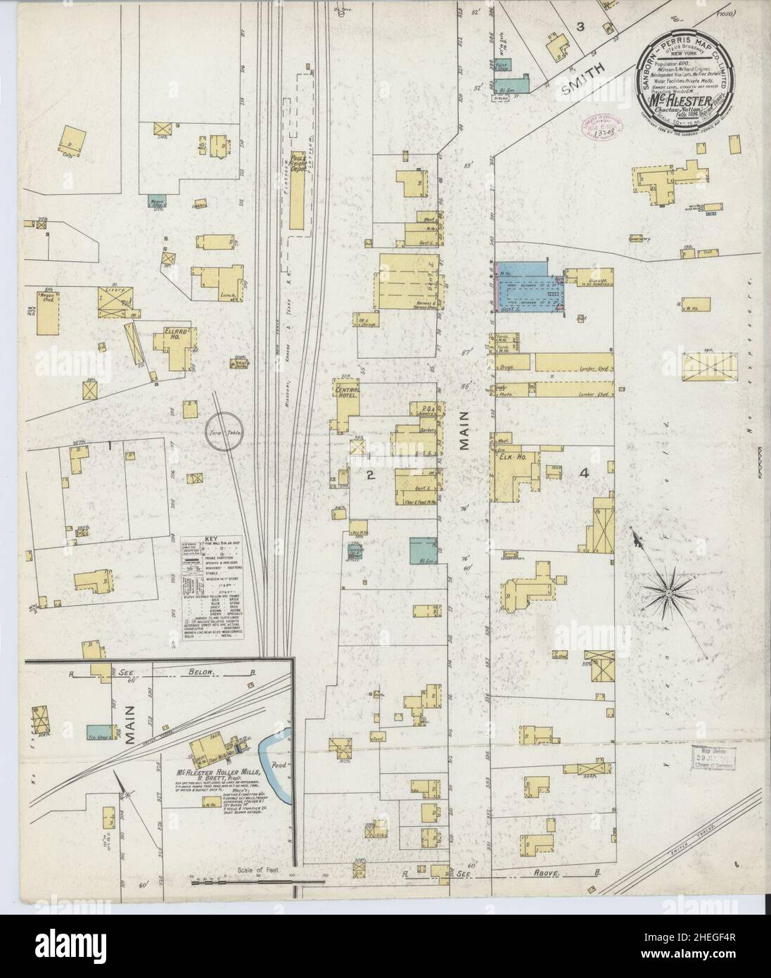 Sanborn Fire Insurance Map from McAlester, Pittsburg County, Oklahoma. Stock Photo