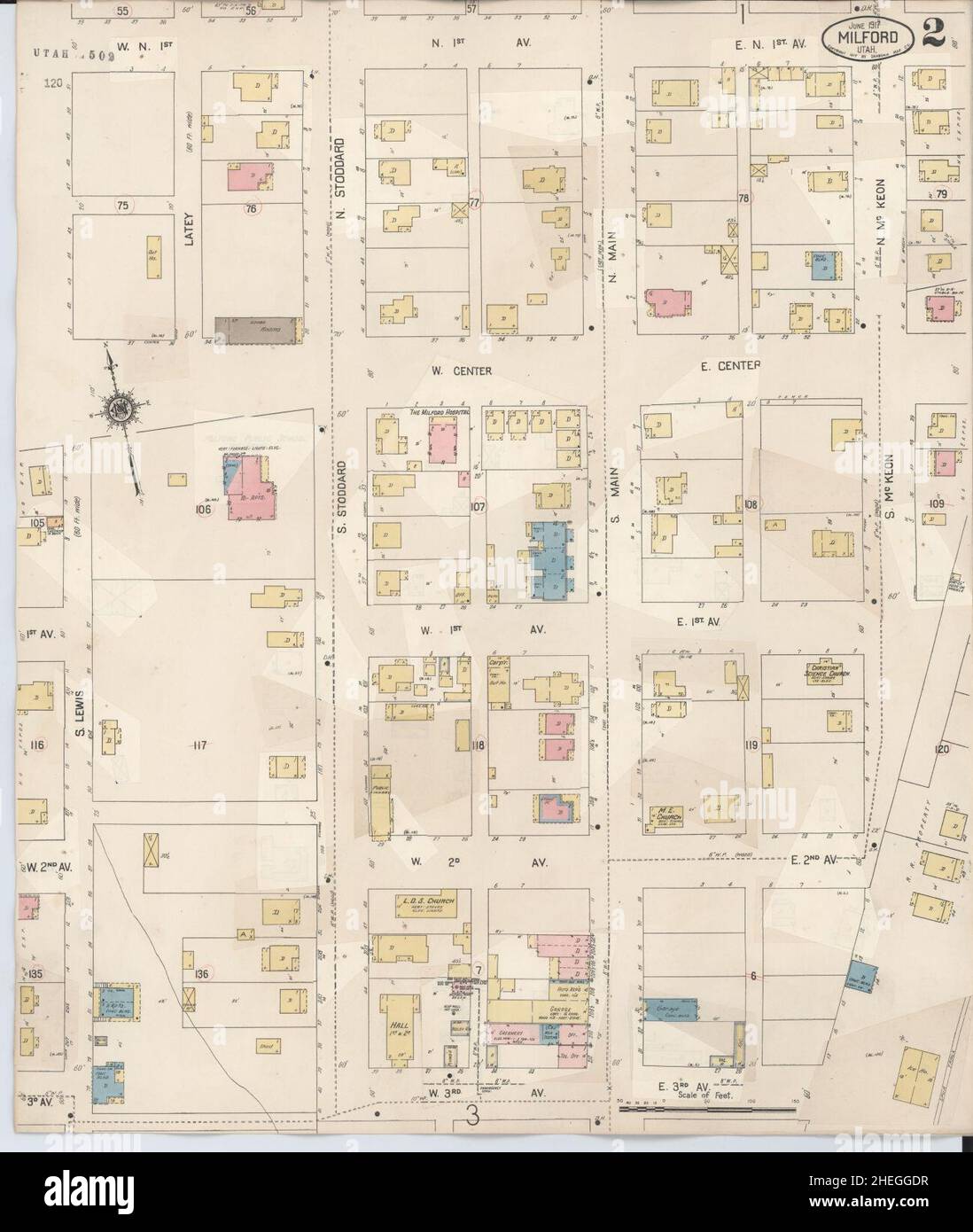 Sanborn Fire Insurance Map from Milford, Beaver County, Utah. Stock Photo