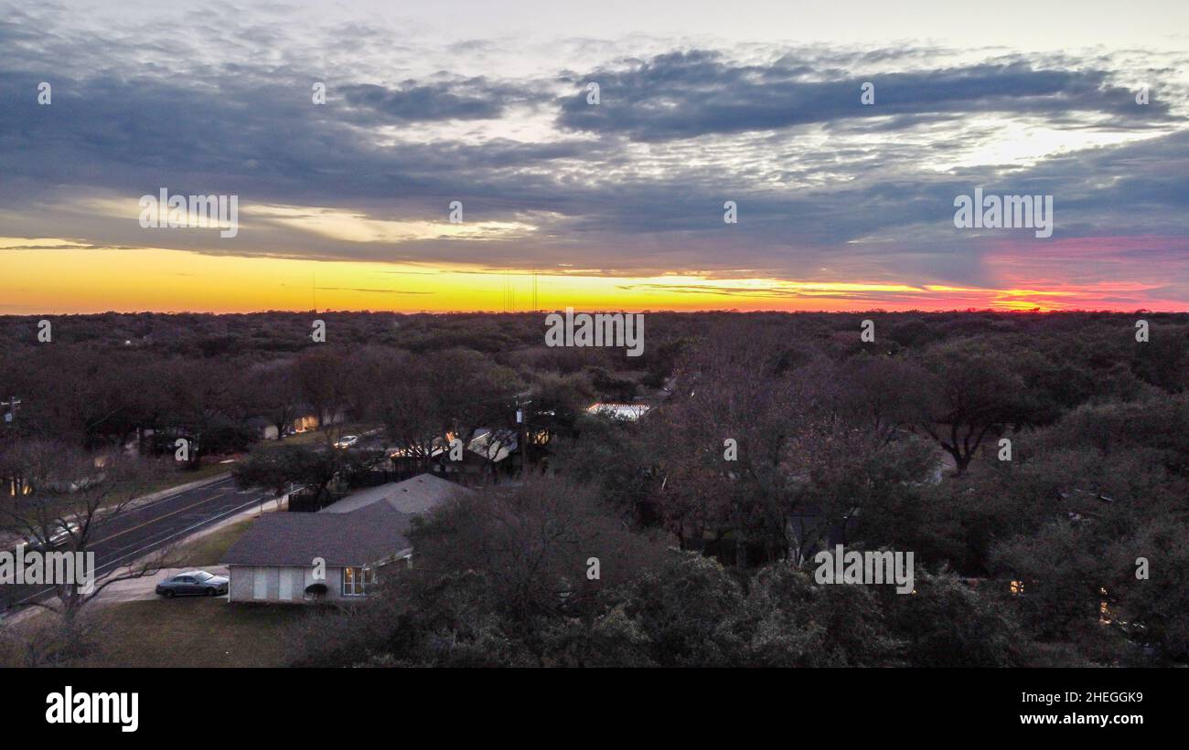 Austin, Texas, USA. 10 January, 2022. Sunset in Austin, Texas. The
