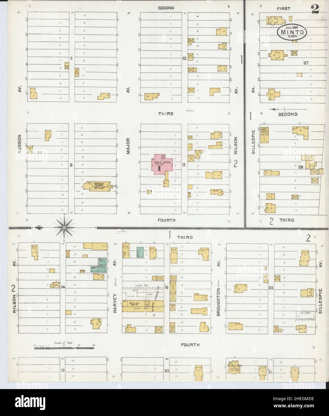 Sanborn Fire Insurance Map from Minto, Walsh County, North Dakota Stock