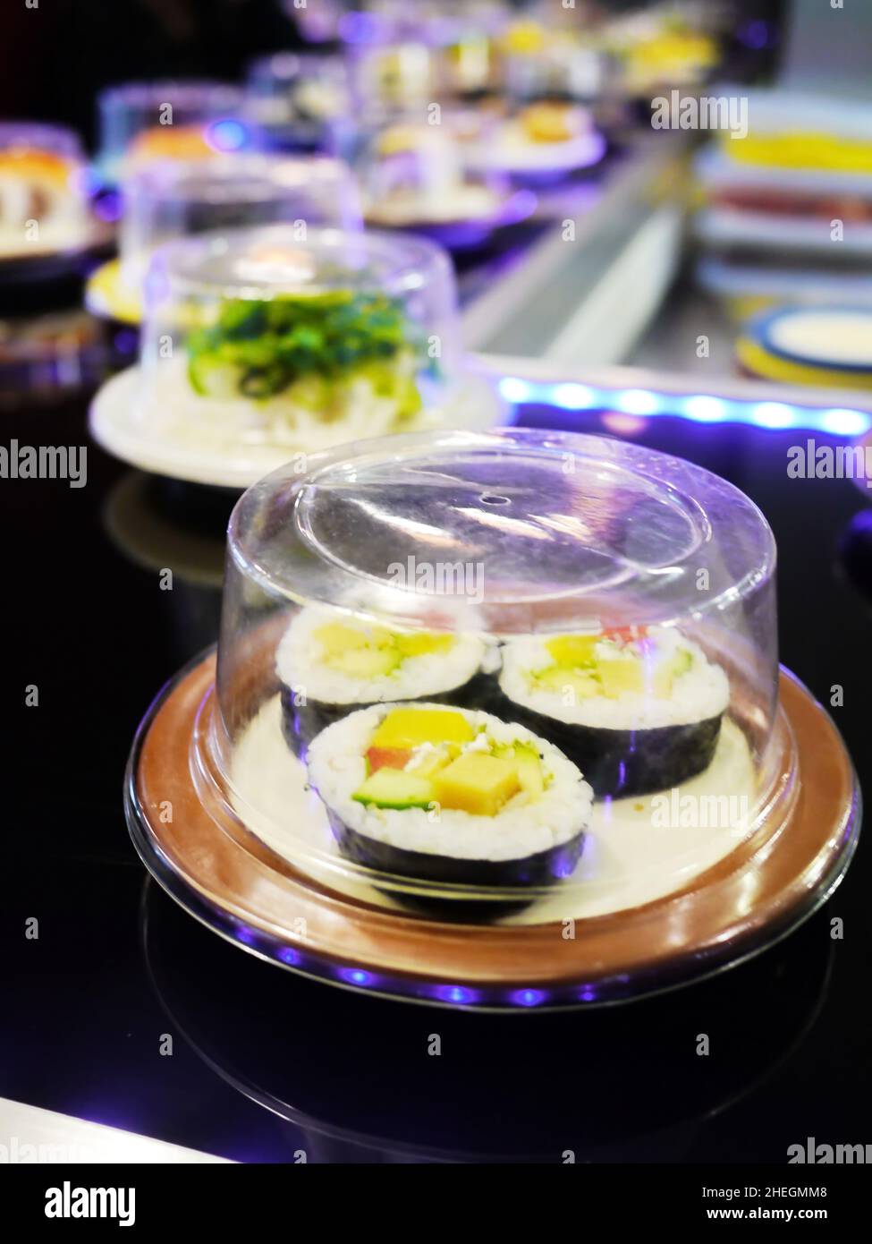 conveyor belt sushi Stock Photo