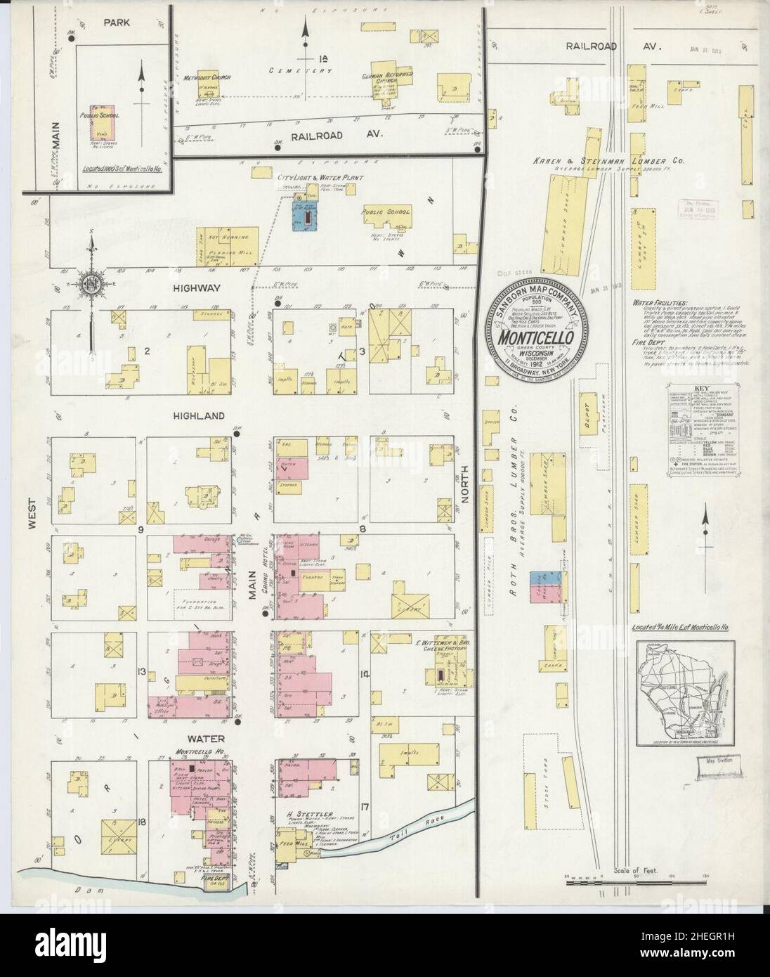 Monticello wisconsin map hires stock photography and images Alamy