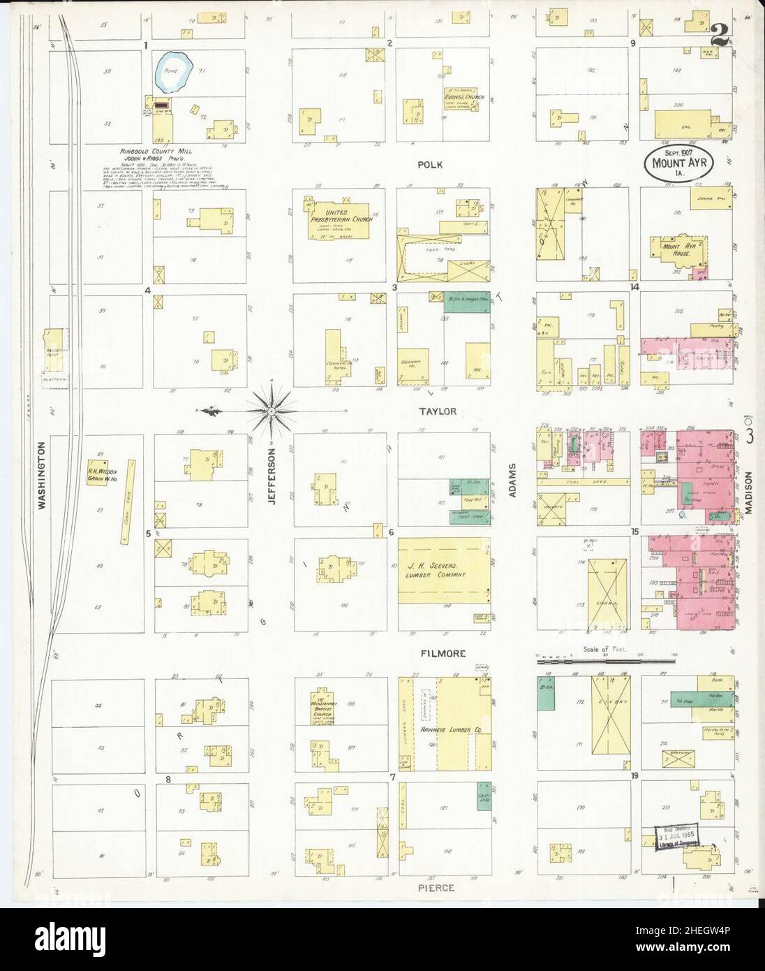 Sanborn Fire Insurance Map from Mount Ayr, Ringgold County, Iowa. Stock Photo