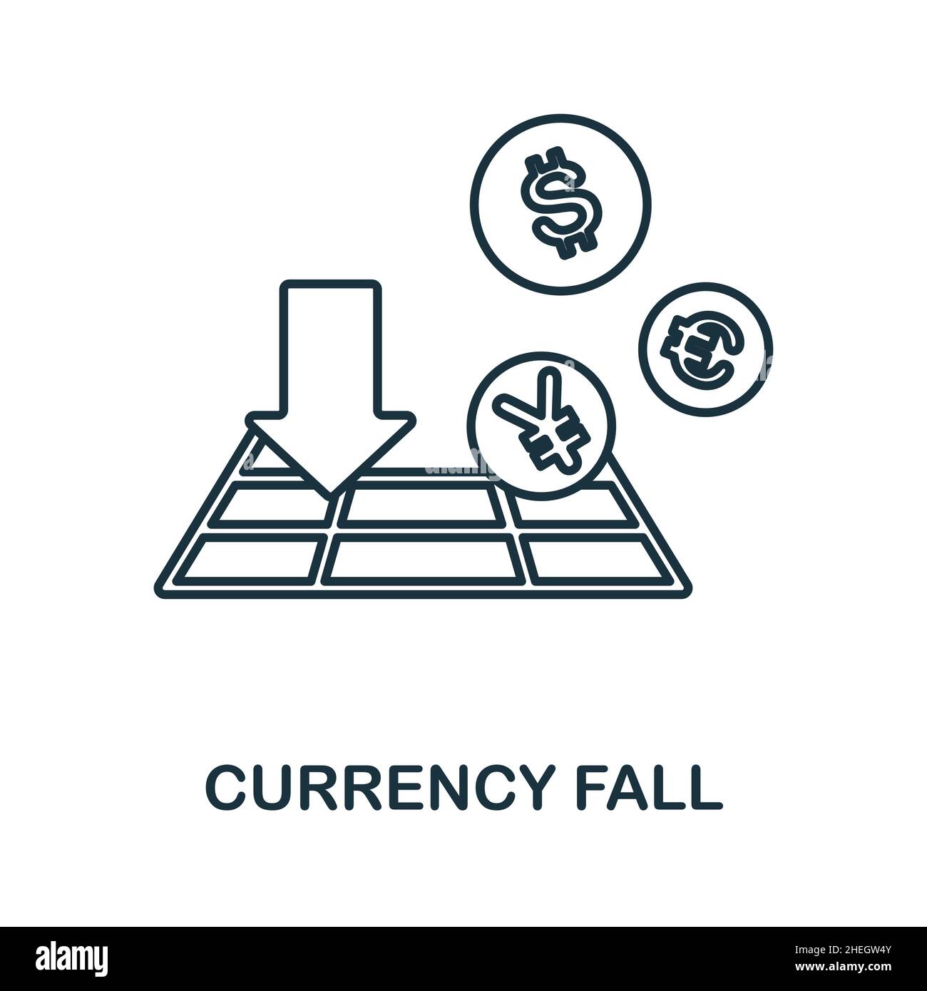 Currency Fall icon. Line element from crisis collection. Linear ...