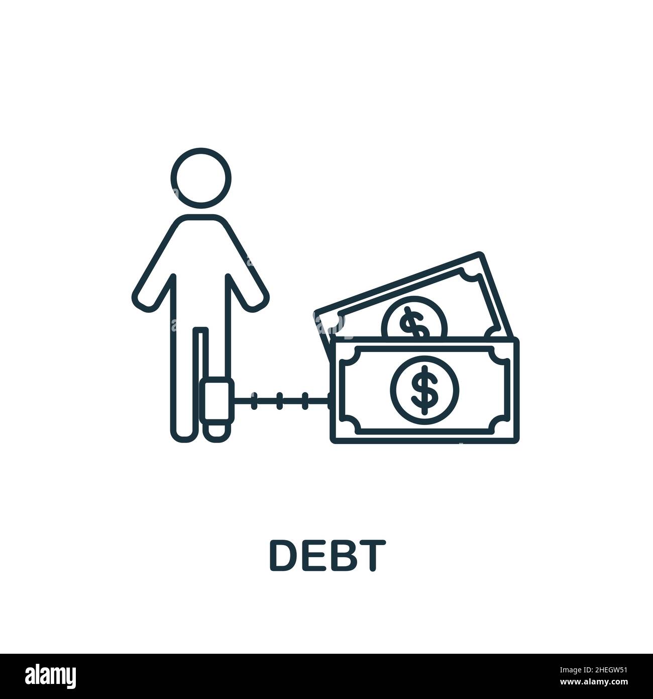 Debt icon. Line element from crisis collection. Linear Debt icon sign ...