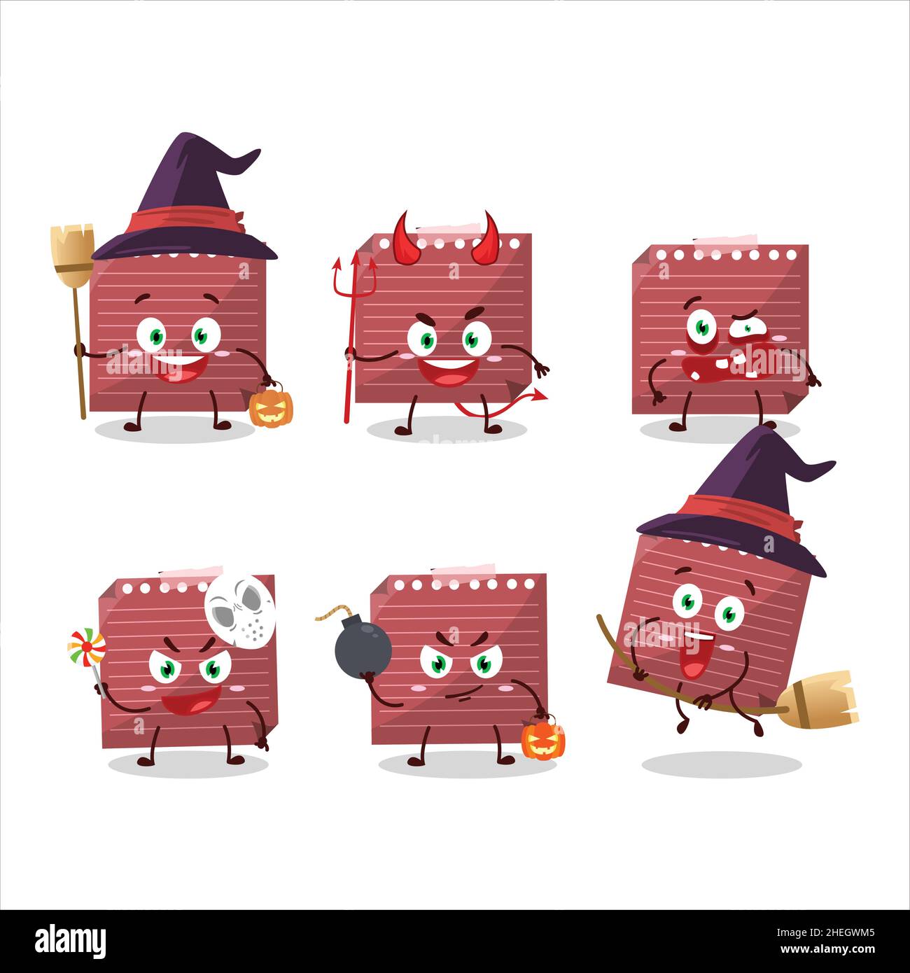 Halloween expression emoticons with cartoon character of red sticky ...