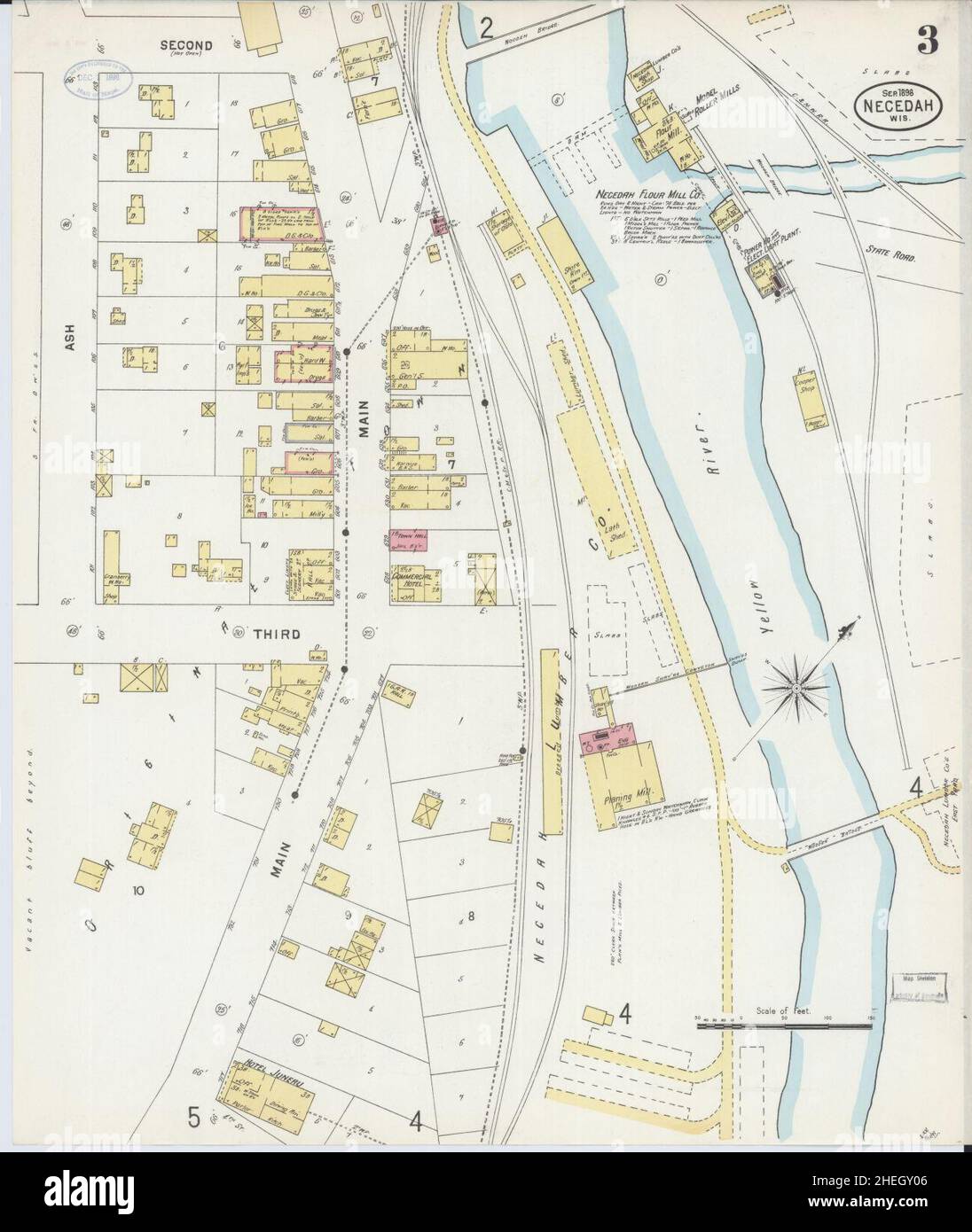 Sanborn Fire Insurance Map from Necedah, Juneau County, Wisconsin Stock