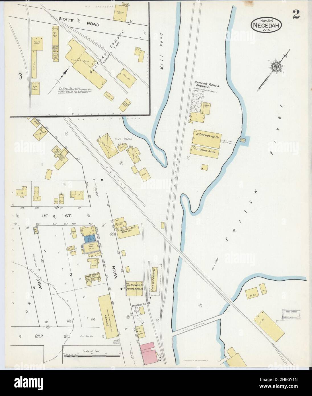 Sanborn Fire Insurance Map from Necedah, Juneau County, Wisconsin Stock
