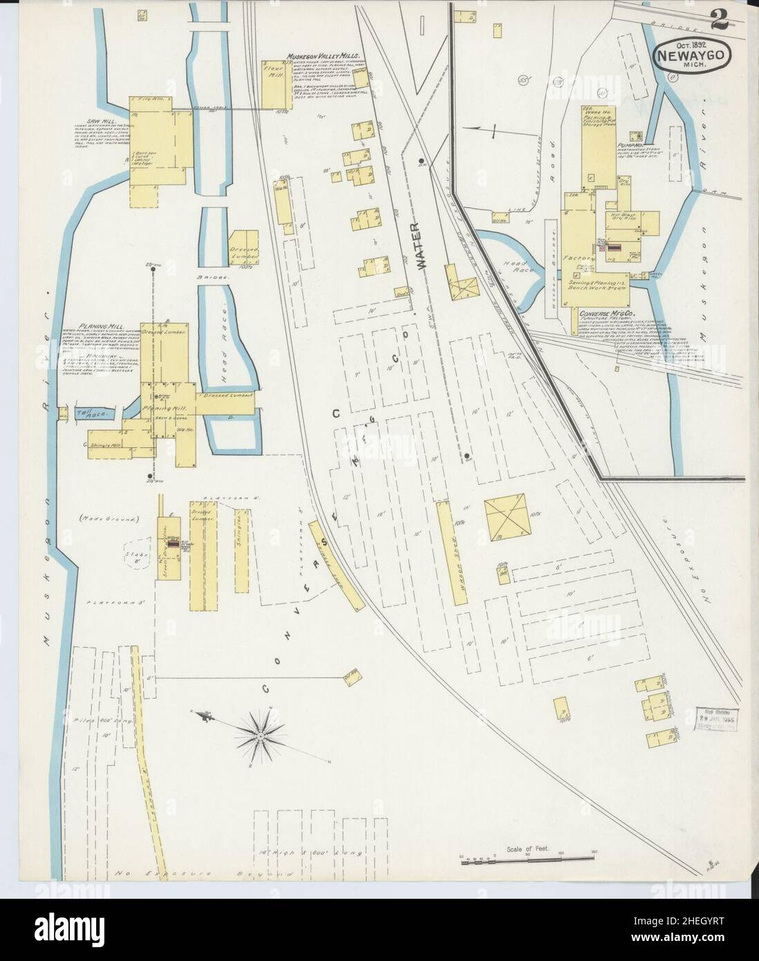 Sanborn Fire Insurance Map from Newaygo, Newaygo County, Michigan. Stock Photo