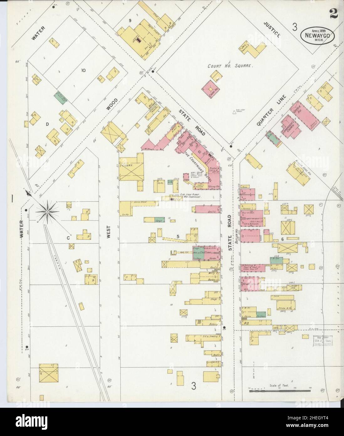 Sanborn Fire Insurance Map from Newaygo, Newaygo County, Michigan. Stock Photo