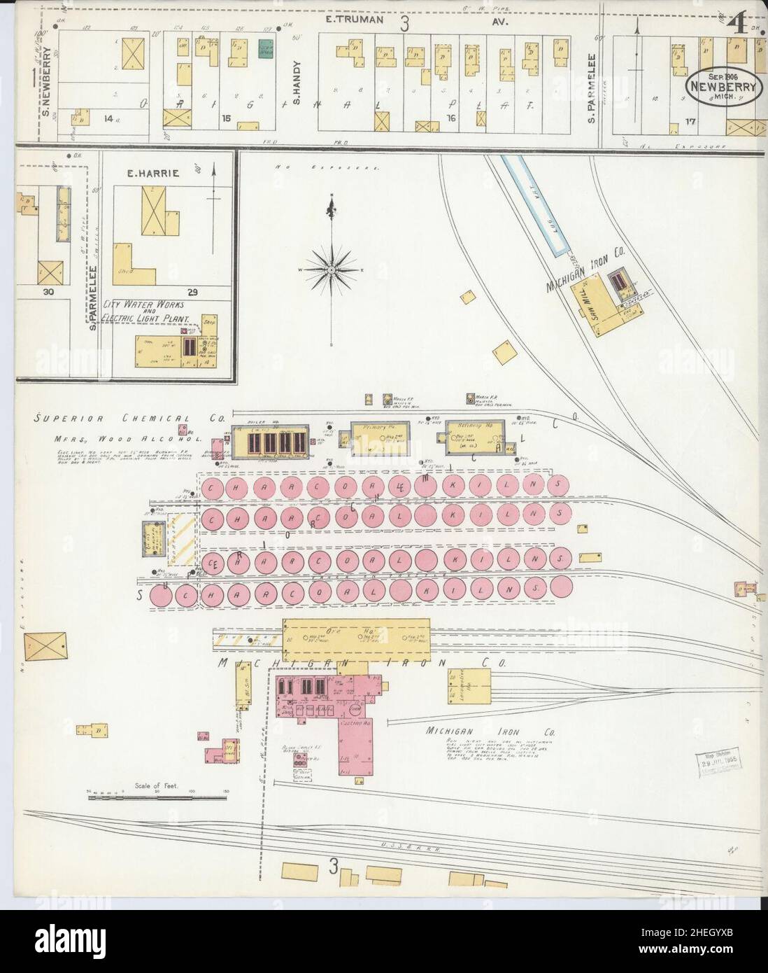 Sanborn Fire Insurance Map from Newberry, Luce County, Michigan. Stock Photo