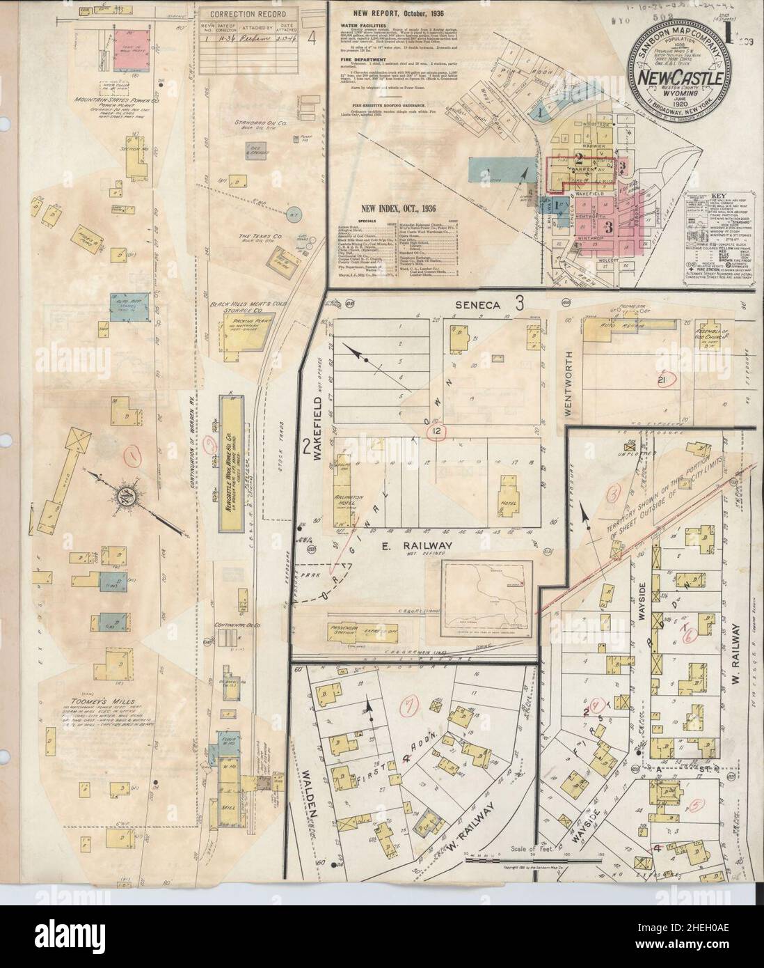 Sanborn Fire Insurance Map from Newcastle, Weston County, Wyoming. Stock Photo