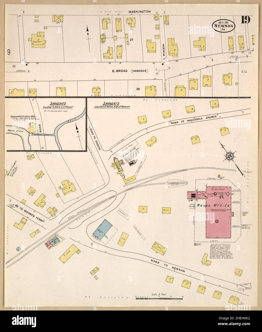 Sanborn Fire Insurance Map from Newnan, Coweta County, Stock