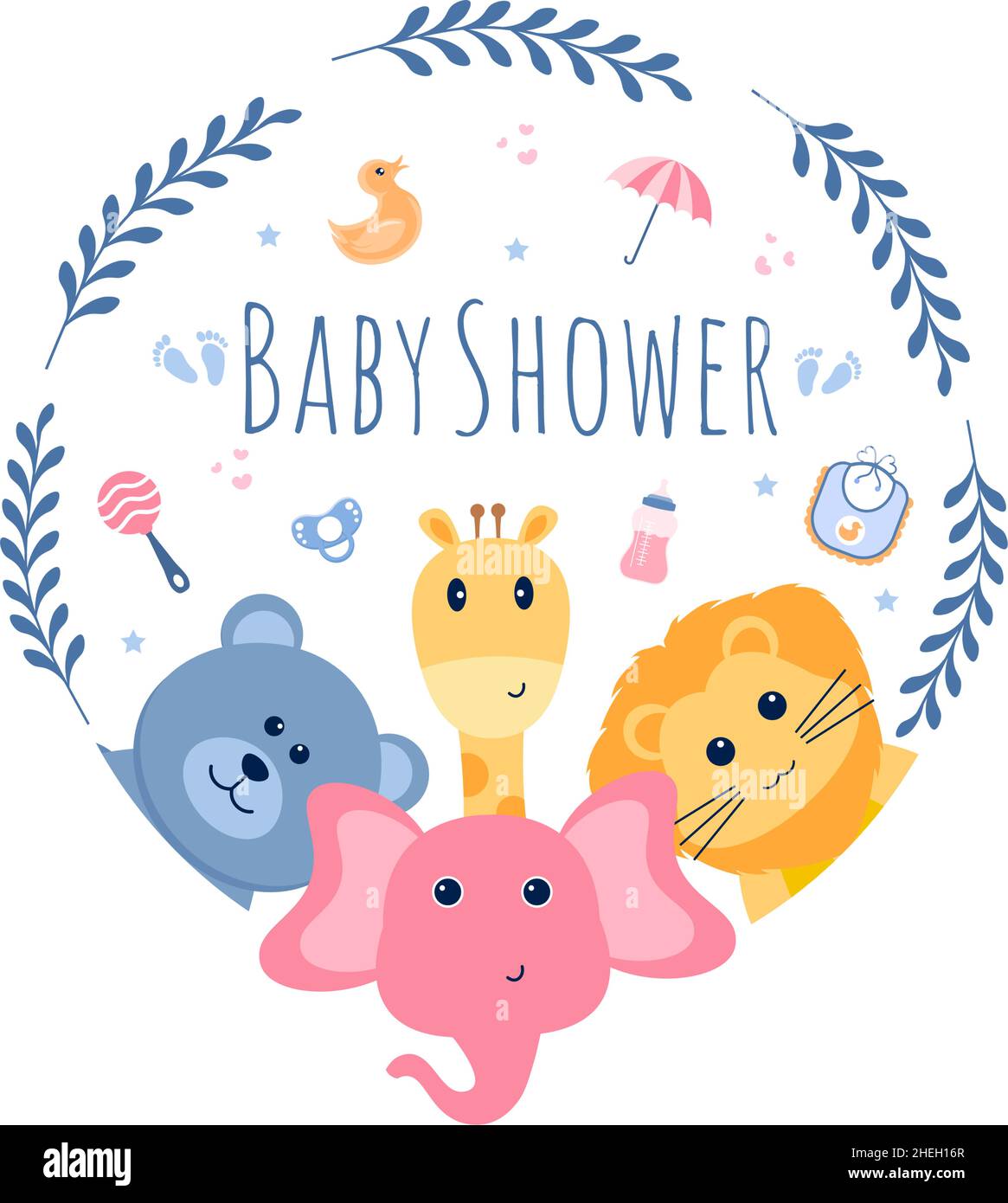 Baby Shower Little Boy or Girl with Cute Jungle Animals Design