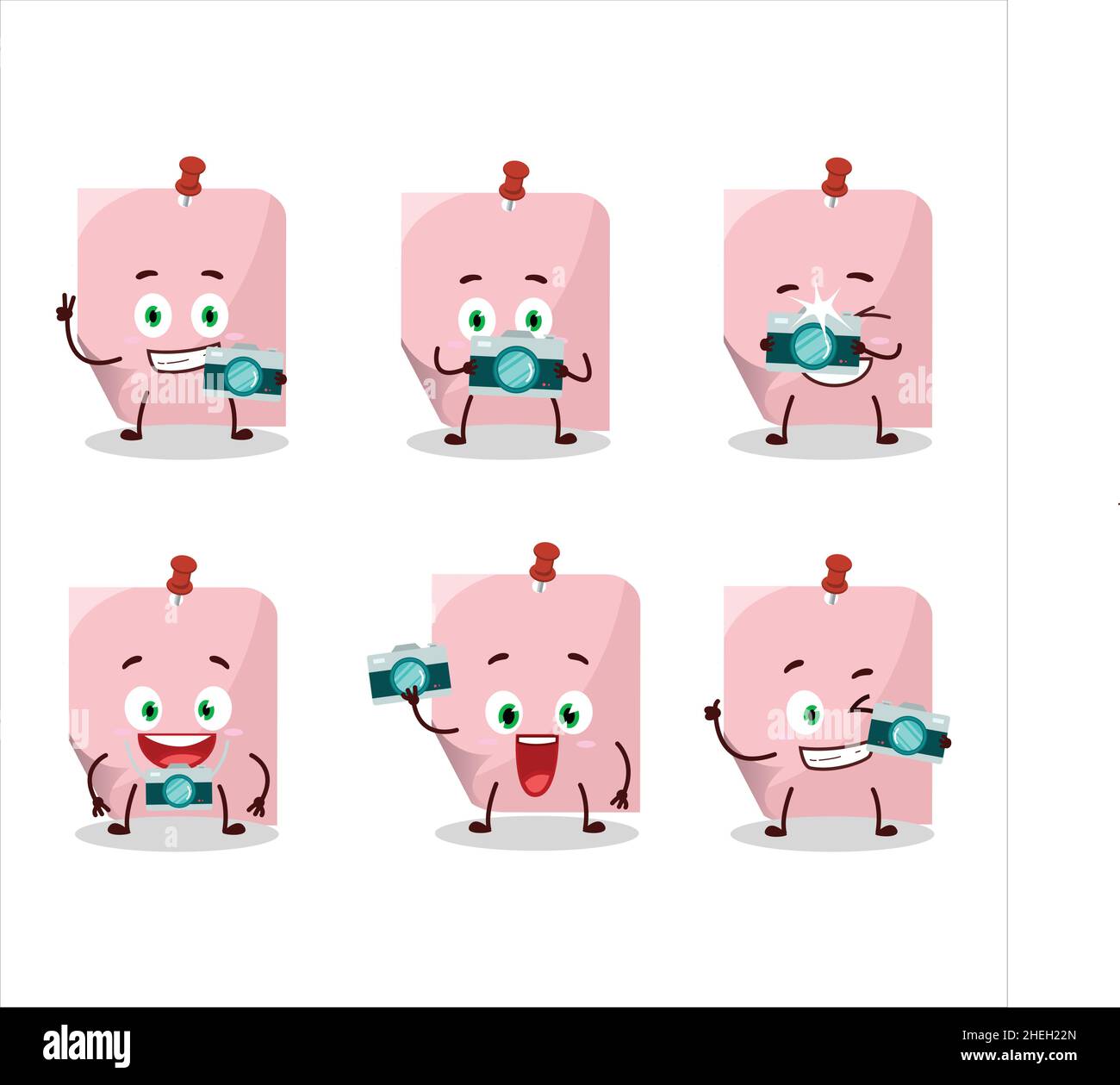 Photographer profession emoticon with pink sticky note cartoon ...