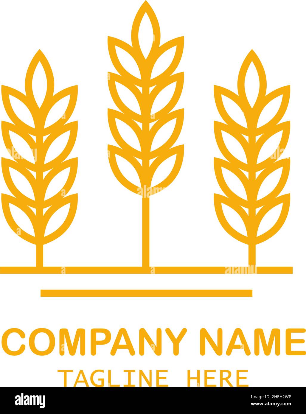 Wheat ears icon vector farm logo template. Line whole grain symbol ...