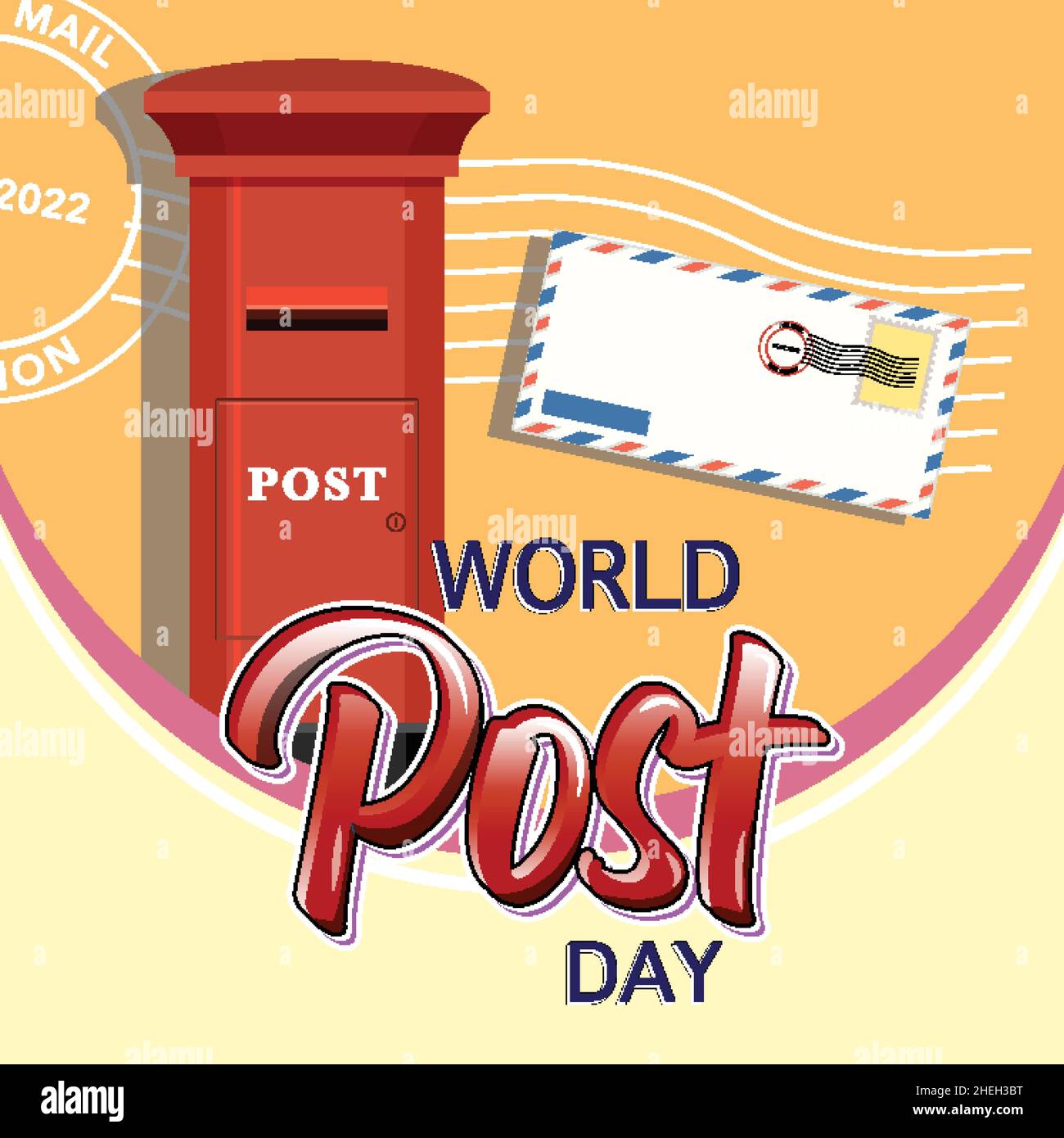 World Post Day logo with post box and envelope illustration Stock