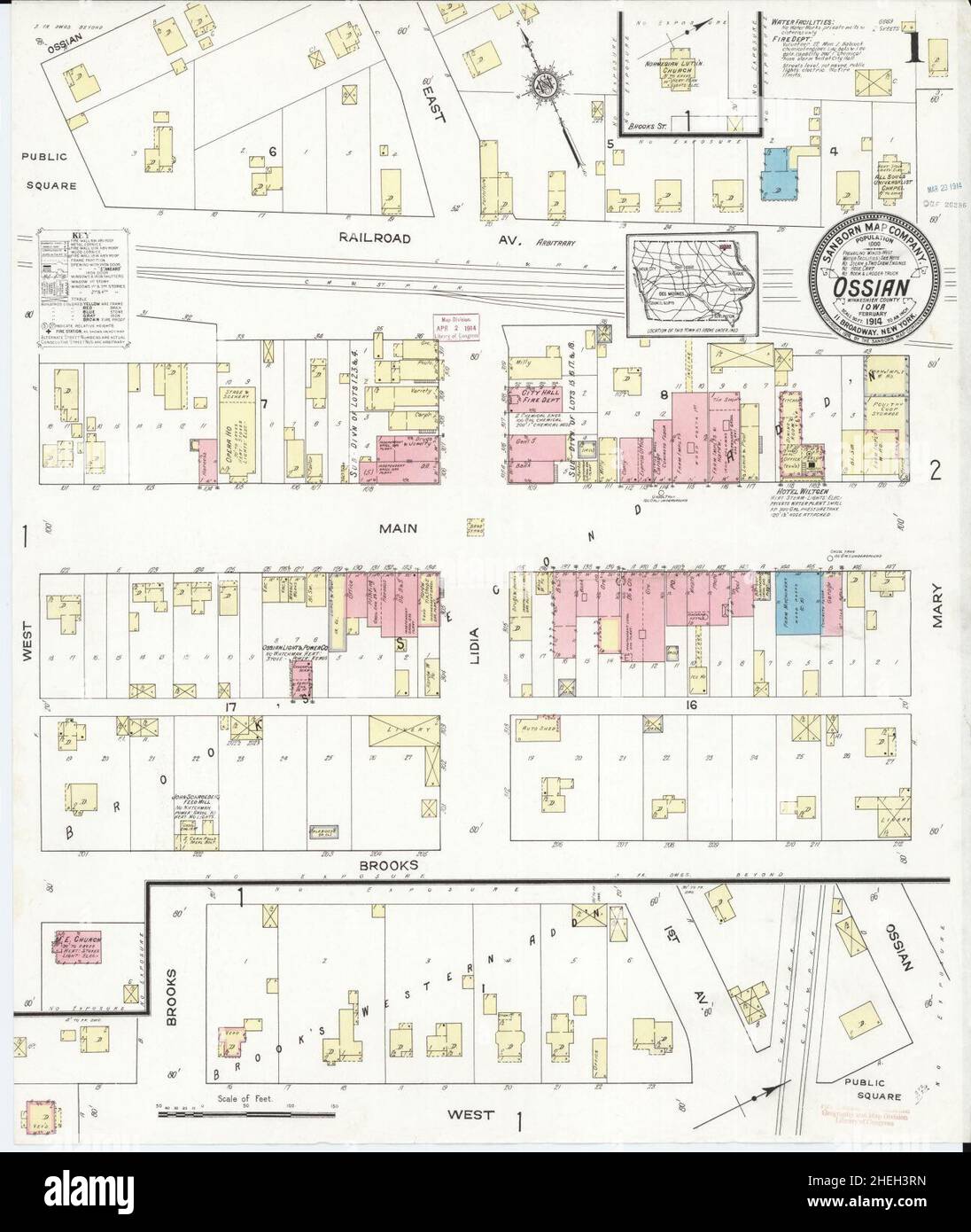 Sanborn Fire Insurance Map from Ossian, Winnesbick County, Iowa Stock Photo Alamy