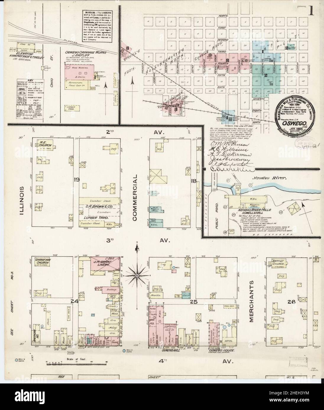 Sanborn Fire Insurance Map from Oswego, Labette County, Kansas Stock ...