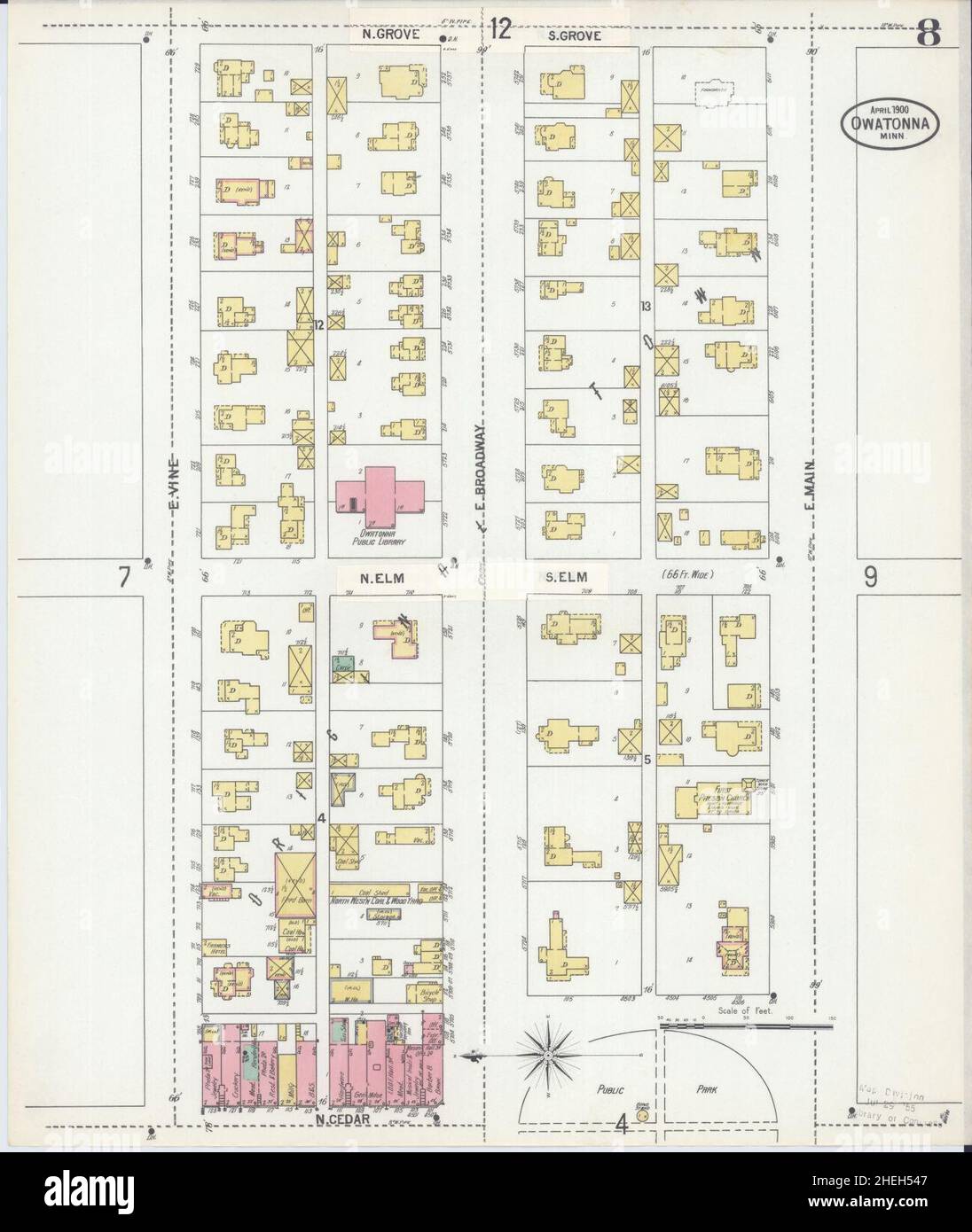 Sanborn Fire Insurance Map from Owatonna, Steele County, Minnesota. Stock Photo