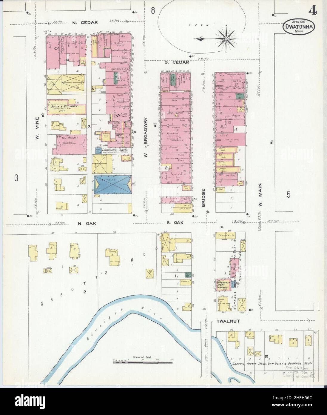 Sanborn Fire Insurance Map from Owatonna, Steele County, Minnesota. Stock Photo