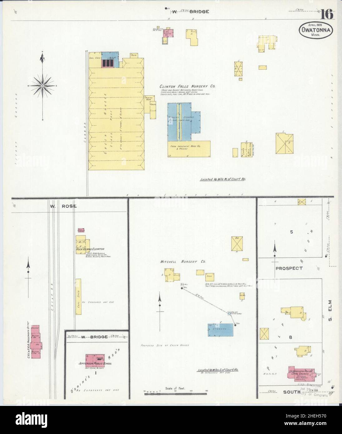 Sanborn Fire Insurance Map from Owatonna, Steele County, Minnesota. Stock Photo