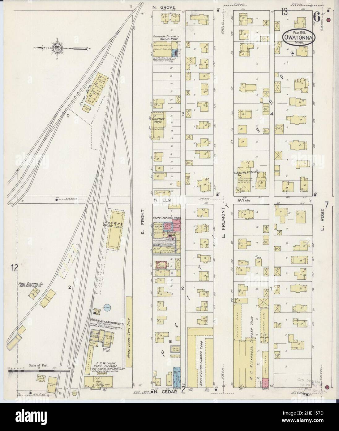 Sanborn Fire Insurance Map from Owatonna, Steele County, Minnesota. Stock Photo