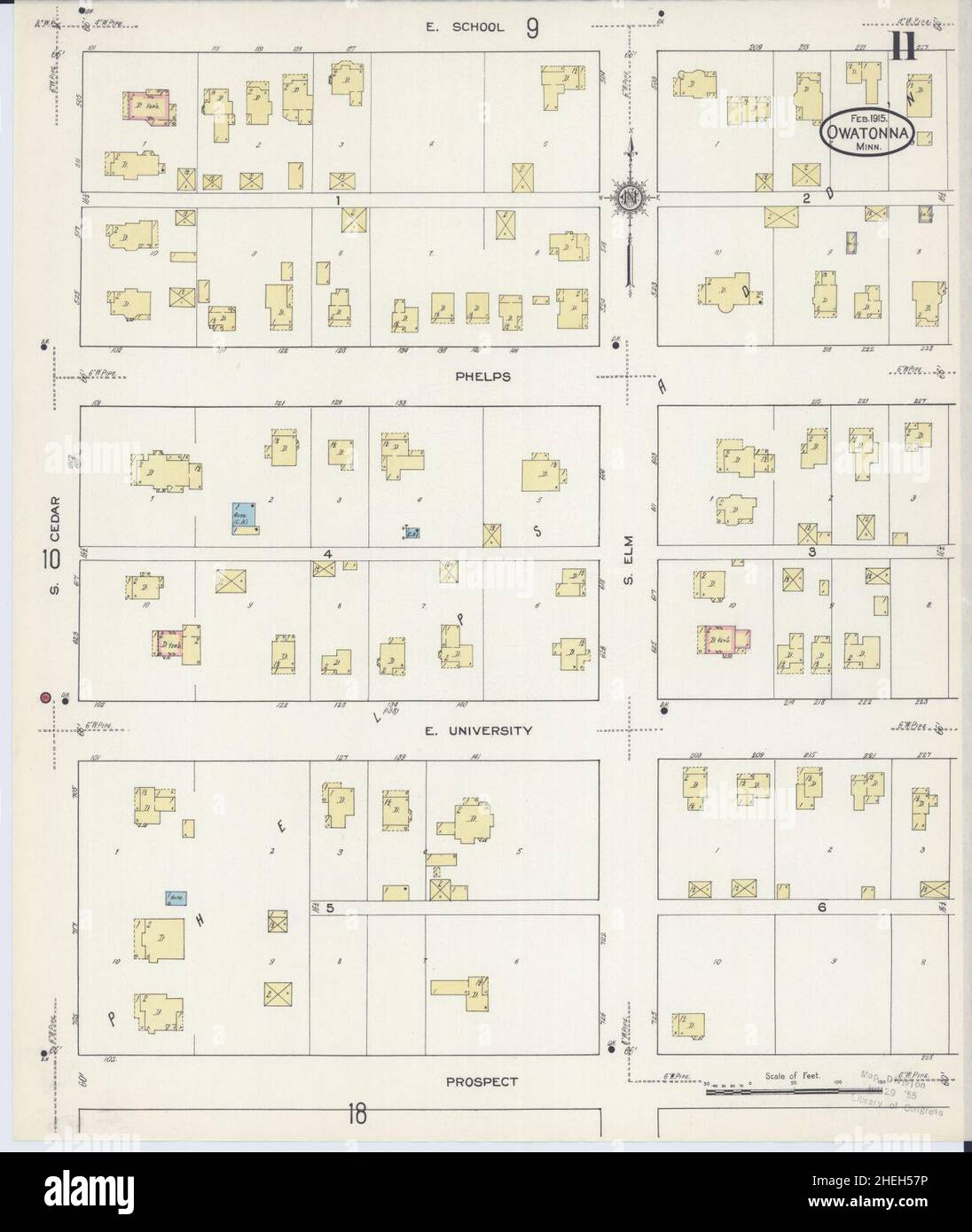 Sanborn Fire Insurance Map from Owatonna, Steele County, Minnesota. Stock Photo