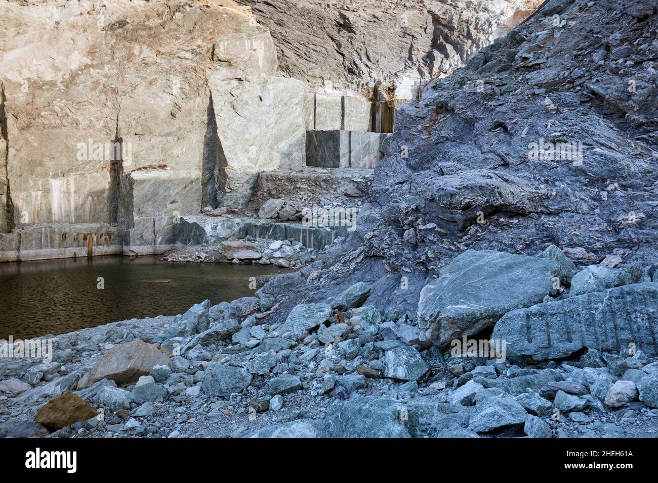 Abandoned Marble quarry on sea level Stock Photo - Alamy