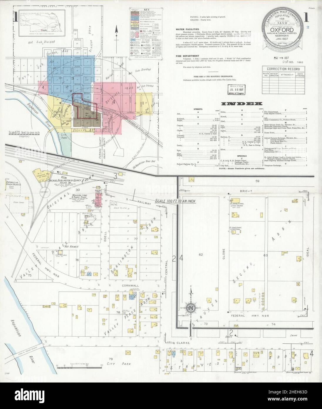 Sanborn Fire Insurance Map from Oxford, Harlan And Furnas County