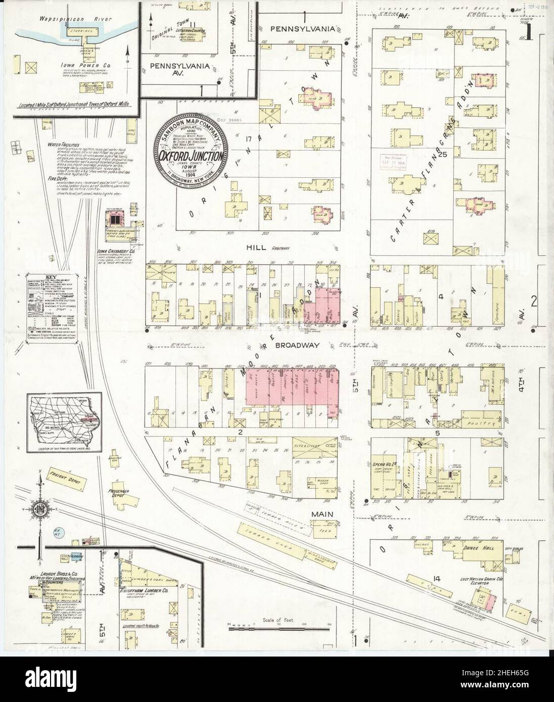 Sanborn Fire Insurance Map from Oxford Junction, James County, Iowa Stock Photo Alamy